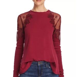 Free People “Daniella” Sheer-Shoulder Top – Size M